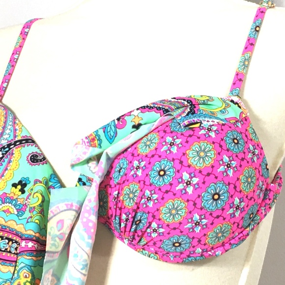 Arizona Jean Company 
Floral Boho Bikini Swim Top S Push Up Flounce Swimsuit Top - Picture 5 of 12